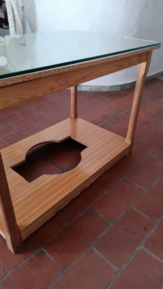 Mesa camilla madera con cristal
