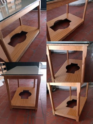 Mesa camilla madera con cristal