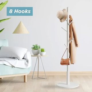 Perchero de Pie Madera Ajustable 8 Ganchos Edihome