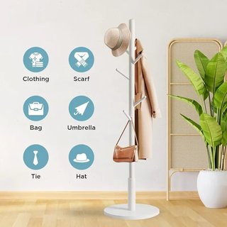 Perchero de Pie Madera Ajustable 8 Ganchos Edihome