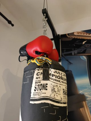 Pack Saco de boxeo colgante con soporte y guantes