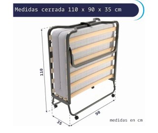 Somier Plegable con Colchón,Protector y ruedas.