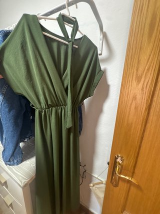 Vestido largo casual verde militar talla única