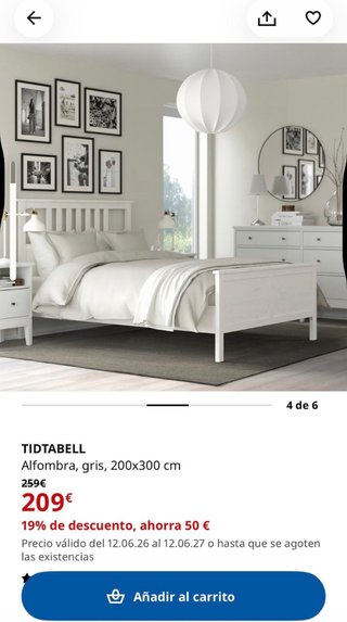 Alfombra IKEA Lana Gris 200x300