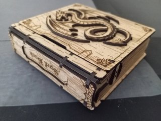 Caja dados rol libro dragón madera