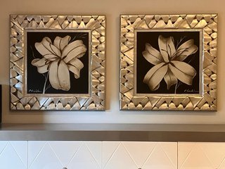 Set 2 Cuadros Flor Lirio Marco Plateado