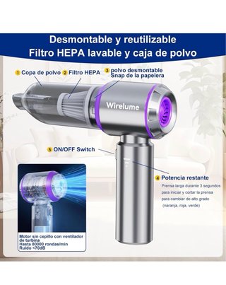 Aspirador Coche Inalámbrico Wirelume