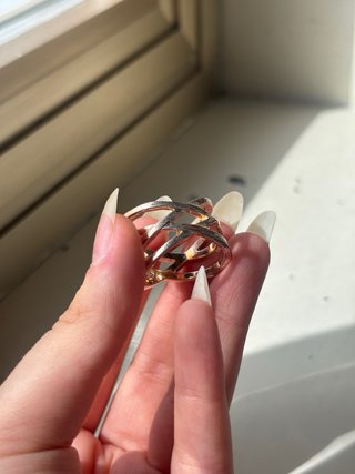 Anello Donna Elegante Oro/ Oro Rosa con Strass
