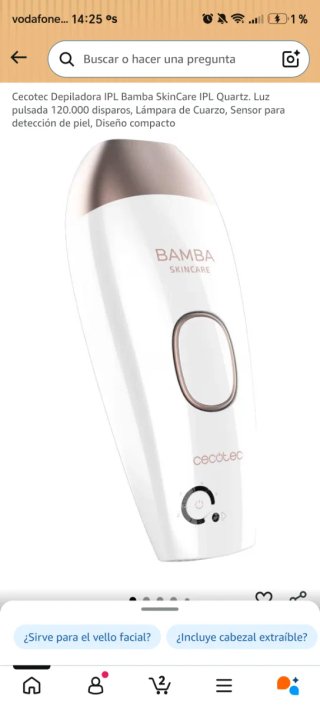 Depiladora IPL Cecotec Bamba SkinCare Quartz