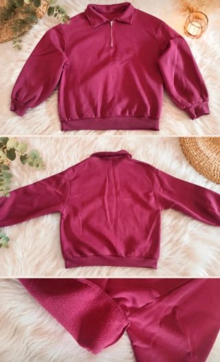 Sudadera corta con cremallera y cuello