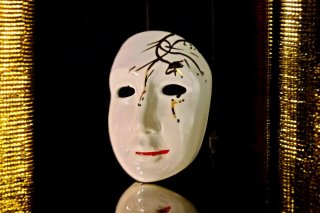 Maschera Capodimonte in ceramica con bronzo