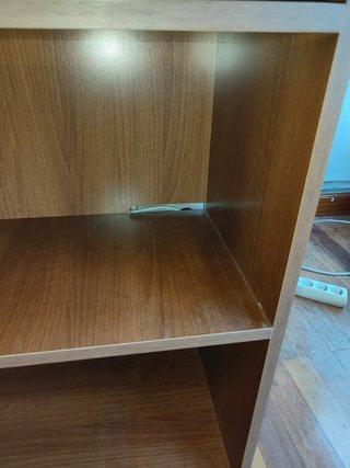 Armario estanterías madera y cristal