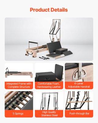Reformer Pilates in Legno Doppia Resistenza 153kg