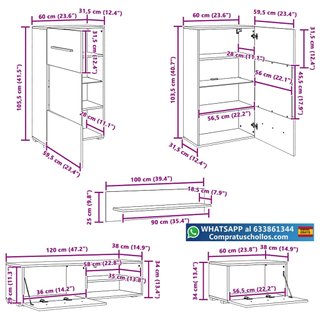 Pack Muebles para Salón LED 260x30x180 cm Blanco
