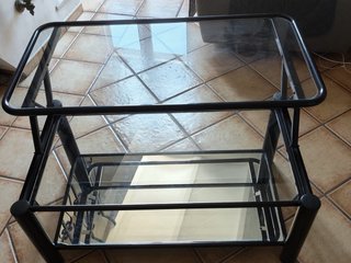 Mesa de centro cristal y metal