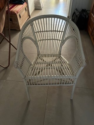 Sillón ratán blanco vintage boho