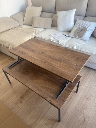 Mesa de centro elevable madera y metal