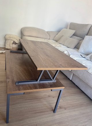 Mesa de centro elevable madera y metal