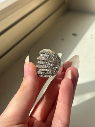 Anello Donna Argento con Strass Vintage a fasce