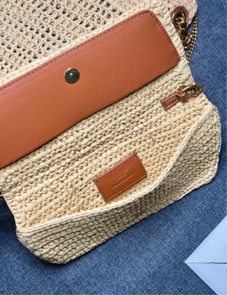 Saint Laurent Icare Raffia Tote Bag Beige