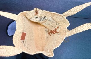 Saint Laurent Icare Raffia Tote Bag Beige