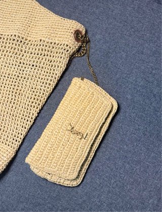 Saint Laurent Icare Raffia Tote Bag Beige