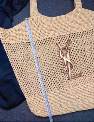 Saint Laurent Icare Raffia Tote Bag Beige