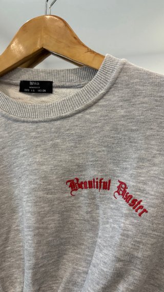 Sudadera Bershka Crop con cintura fruncida