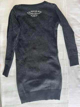 Vestido punto negro estampado de puntitos