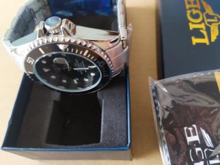 Reloj LIGE Caballero Negro y Plateado