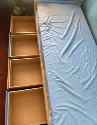 Cama Nido Individual de Madera con 4 Cajones