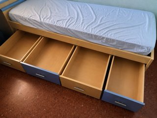 Cama Nido Individual de Madera con 4 Cajones