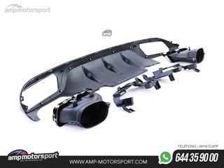 DIFUSOR TRASERO NEGRO MATE CON COLAS CROMADAS PARA MERCEDES CLASE E W213