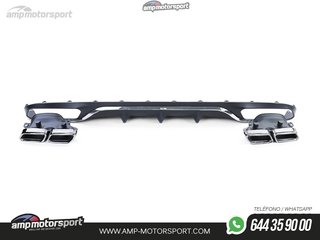 DIFUSOR TRASERO NEGRO MATE CON COLAS CROMADAS PARA MERCEDES CLASE E W213