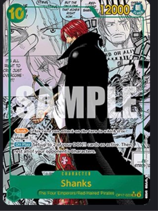Carta One Piece TCG Shanks manga op17 appena uscita dalla busta