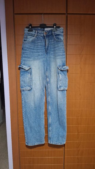 Pantalones cargo vaqueros anchos
