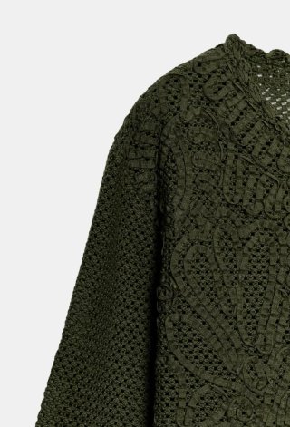 Chaqueta Crochet Zara Verde Oliva