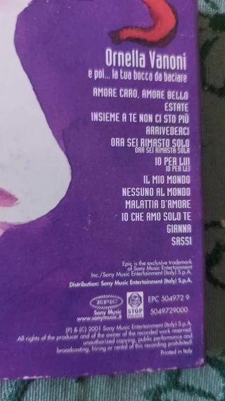 CD Ornella Vanoni E poi la tua bocca 2001