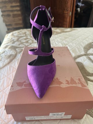 Zapato tacón morado pulsera T37