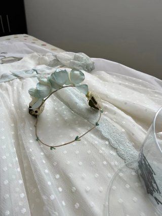 Vestido de comunión blanco y verde agua
