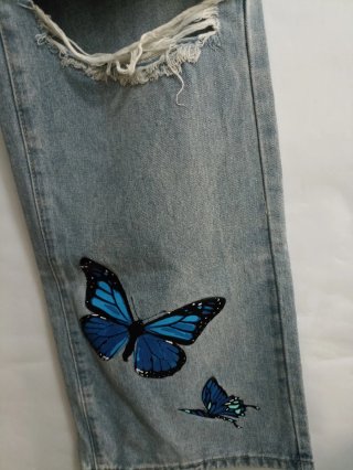 Pantalón vaquero mujer con parches