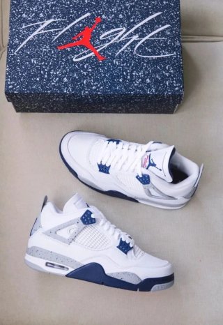 Zapatillas Jordan 4 Blancas y Azul Talla 38