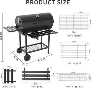 TEENO Barbecue a Carbone con Griglia XXL da Cucina