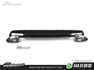DIFUSOR TRASERO NEGRO BRILLO CON COLAS NEGRAS PARA MERCEDES CLASE A W176