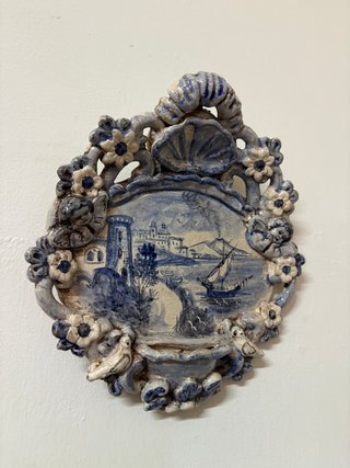 Acquasantiera Vesuvio ceramica blu