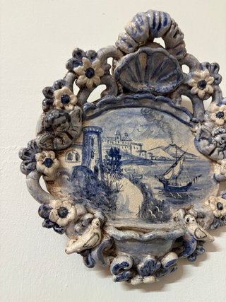 Acquasantiera Vesuvio ceramica blu