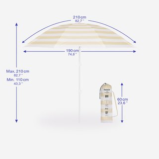 Sombrilla Playa Paruv 190 Compacta Anti-UV UPF 50+