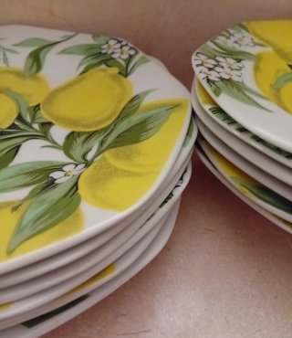 Vajilla Pontesa 18 platos porcelana limones