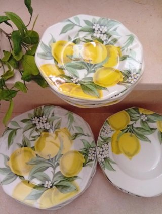 Vajilla Pontesa 18 platos porcelana limones