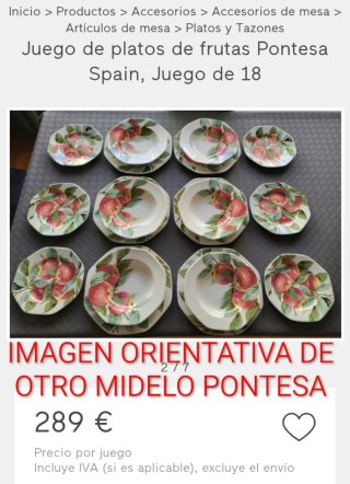 Vajilla Pontesa 18 platos porcelana limones
